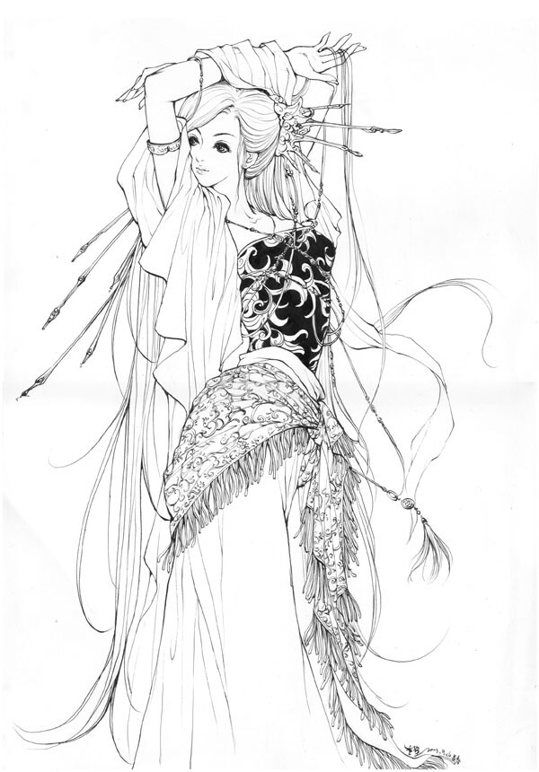 李堃的唯美国风插画,妖娆