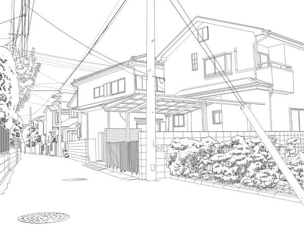 背景素材(日本住宅街道,车站,公寓