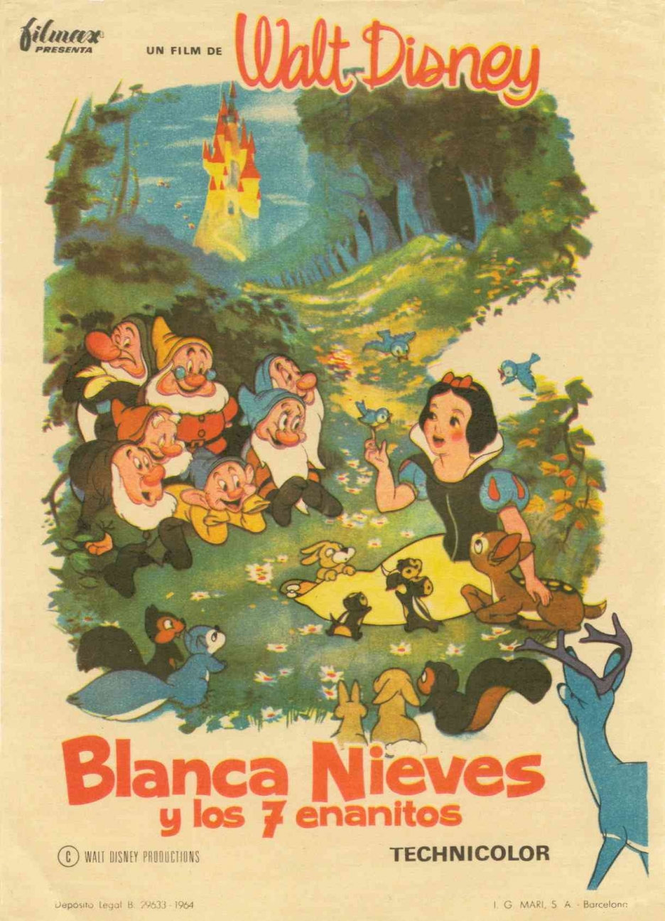 《白雪公主》(1937)是迪士尼首部经典动画长片,也是美国电影史上第一