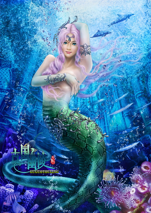 深海巫女 鬼点子唯美手绘_鬼点子千罗插画