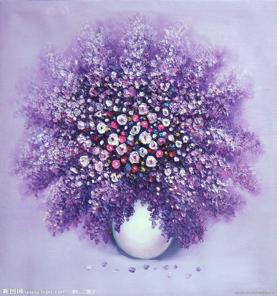 紫色丁香花设计图_油画_绘画书法_文化艺