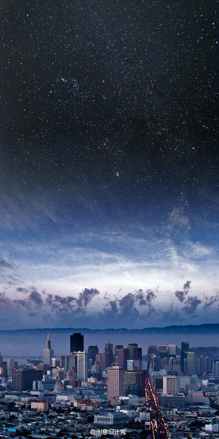 一个城市的夜晚与星空