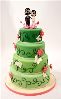 婚礼蛋糕##蛋糕#绿色婚礼蛋糕蝴蝶飞飞