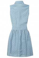 pale blue with white polka dot cut out shirt dress(just a little