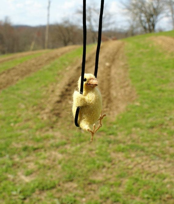 羊毛毡-荡秋千系列 小鸡 nancy家在弗吉尼亚一个小农场,养了点羊,产些