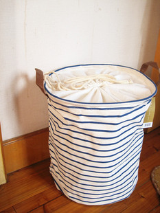 日式家居收纳桶条纹防水脏衣服收纳筐-堆糖,美