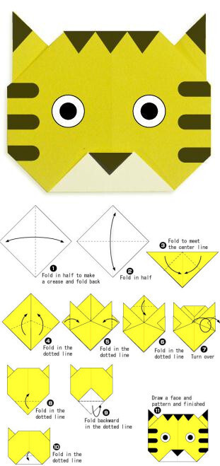 小老虎折纸教程.嗷嗷嗷~~~【阿团丸子】