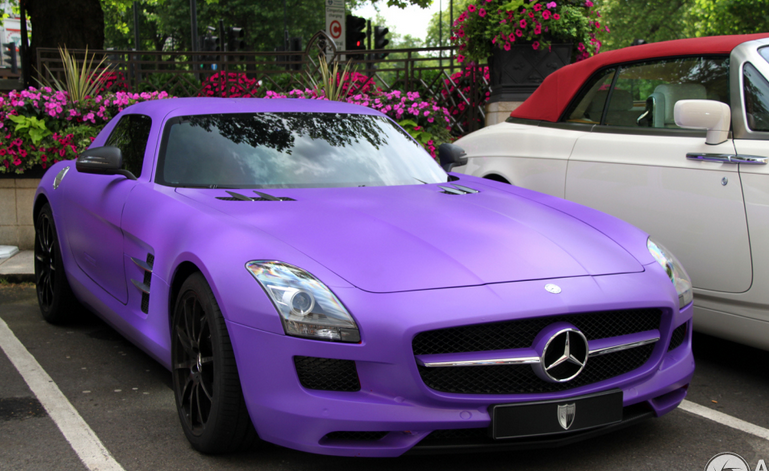 哑光紫奔驰sls amg