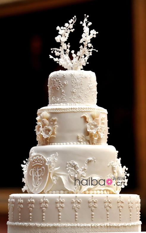 按照新娘凯特·米德尔顿 (kate middleton) 的要求,在婚礼蛋糕的上面.