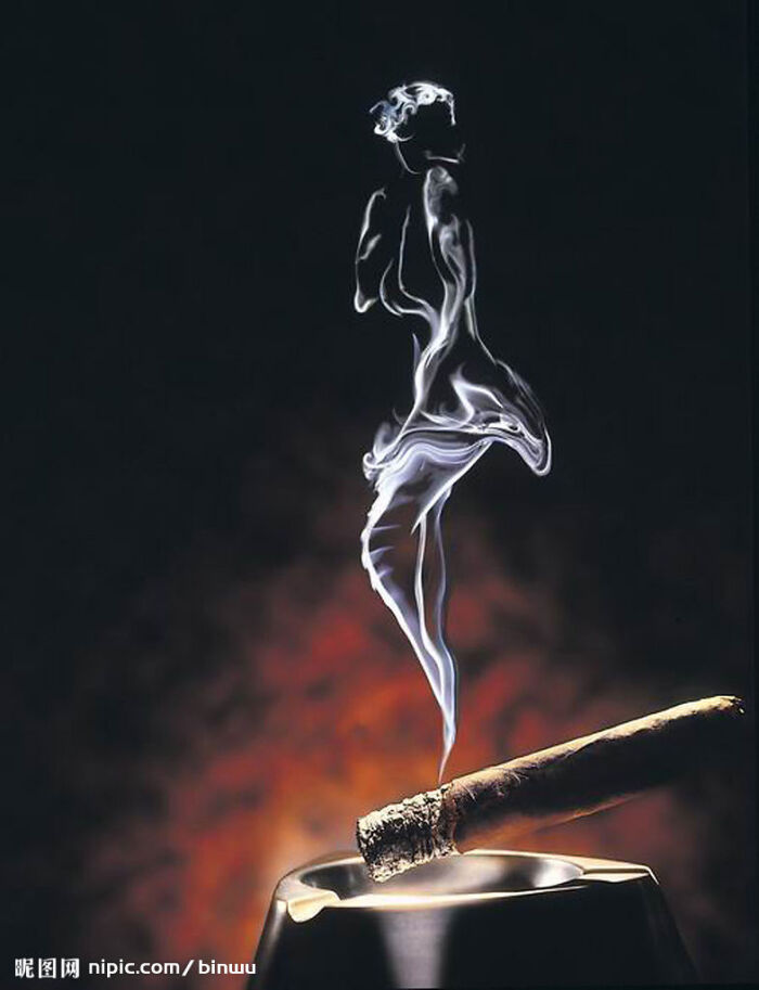 香烟爱上了手指,而手指却把香烟让给了嘴唇,香烟亲吻着嘴唇却把内心