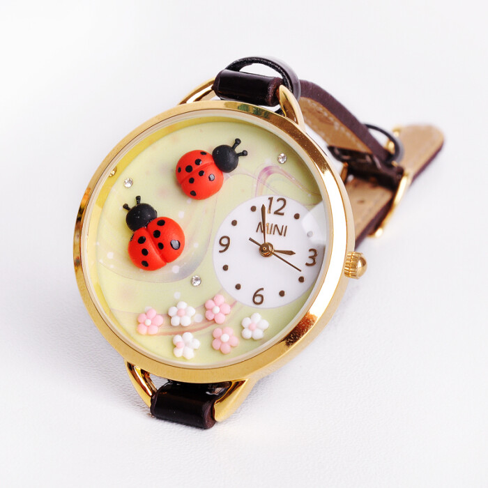 mini】手工立体可爱软陶卡通手表-快乐瓢虫