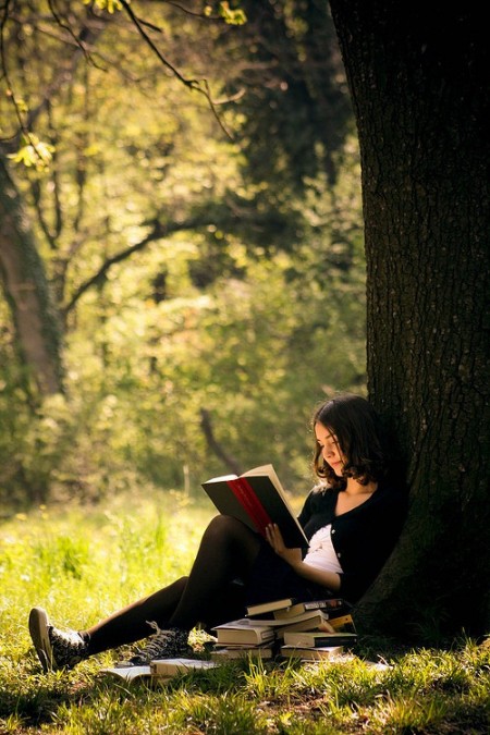 你说你爱上我的那一刻是午后的树下 我独自阅读,脸上洋溢着享受的喜悦