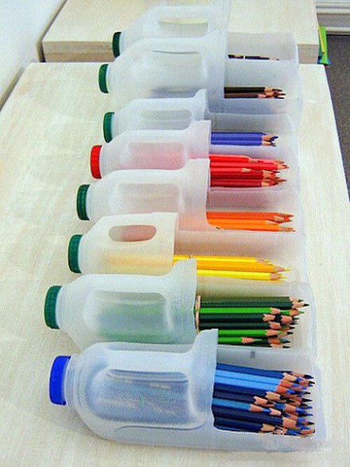 喝剩的大桶酸奶、牛奶盒自制储物盒 笔盒DIY-