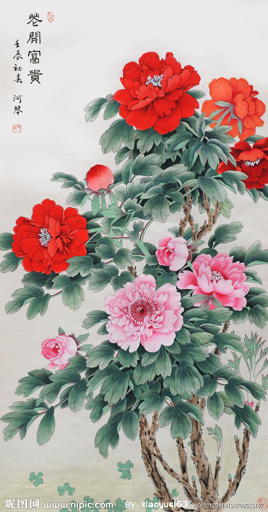 水墨画 花开富贵