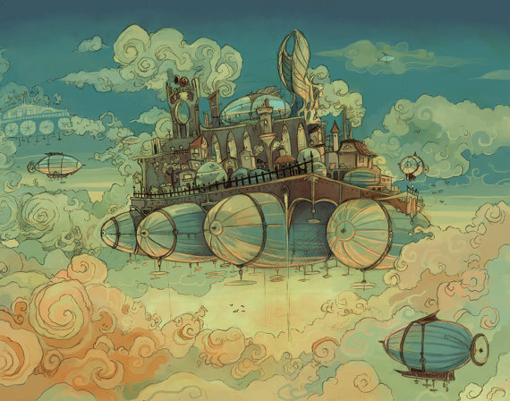 pontoonia skybase蒸汽朋克飞艇画像的迷你海报
