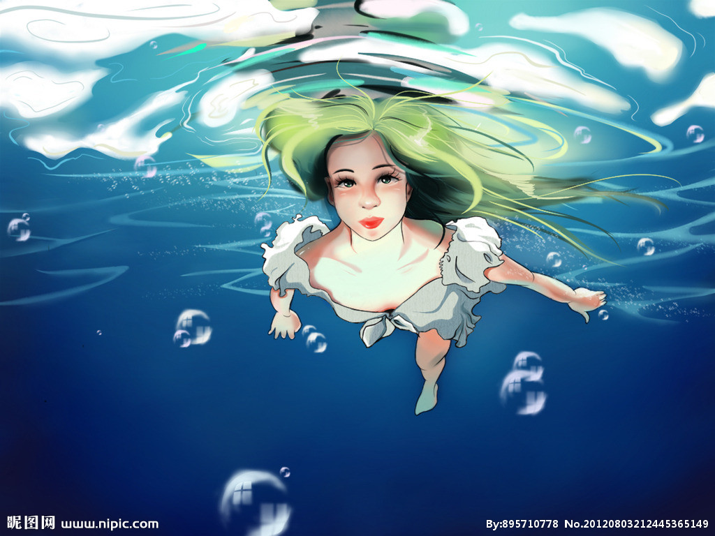 海之少女插画设计设计图__动漫人物_动漫