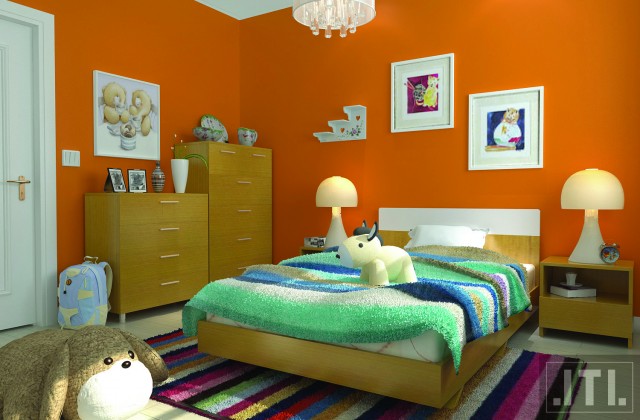 橙色的儿童房!
