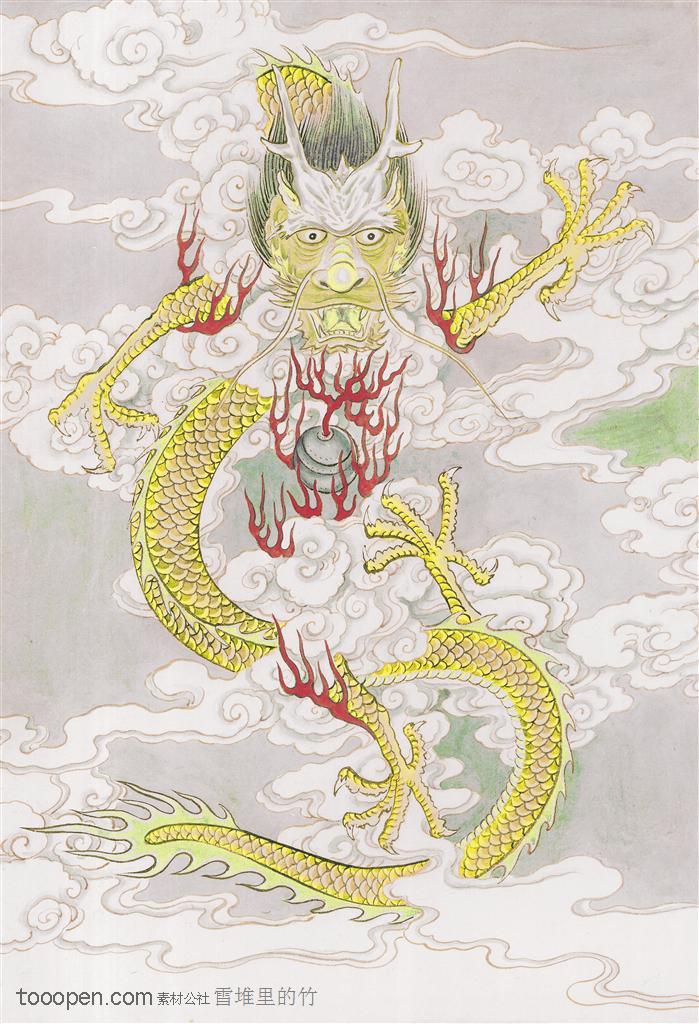 五爪金龙在云中腾飞中华传统图片素材