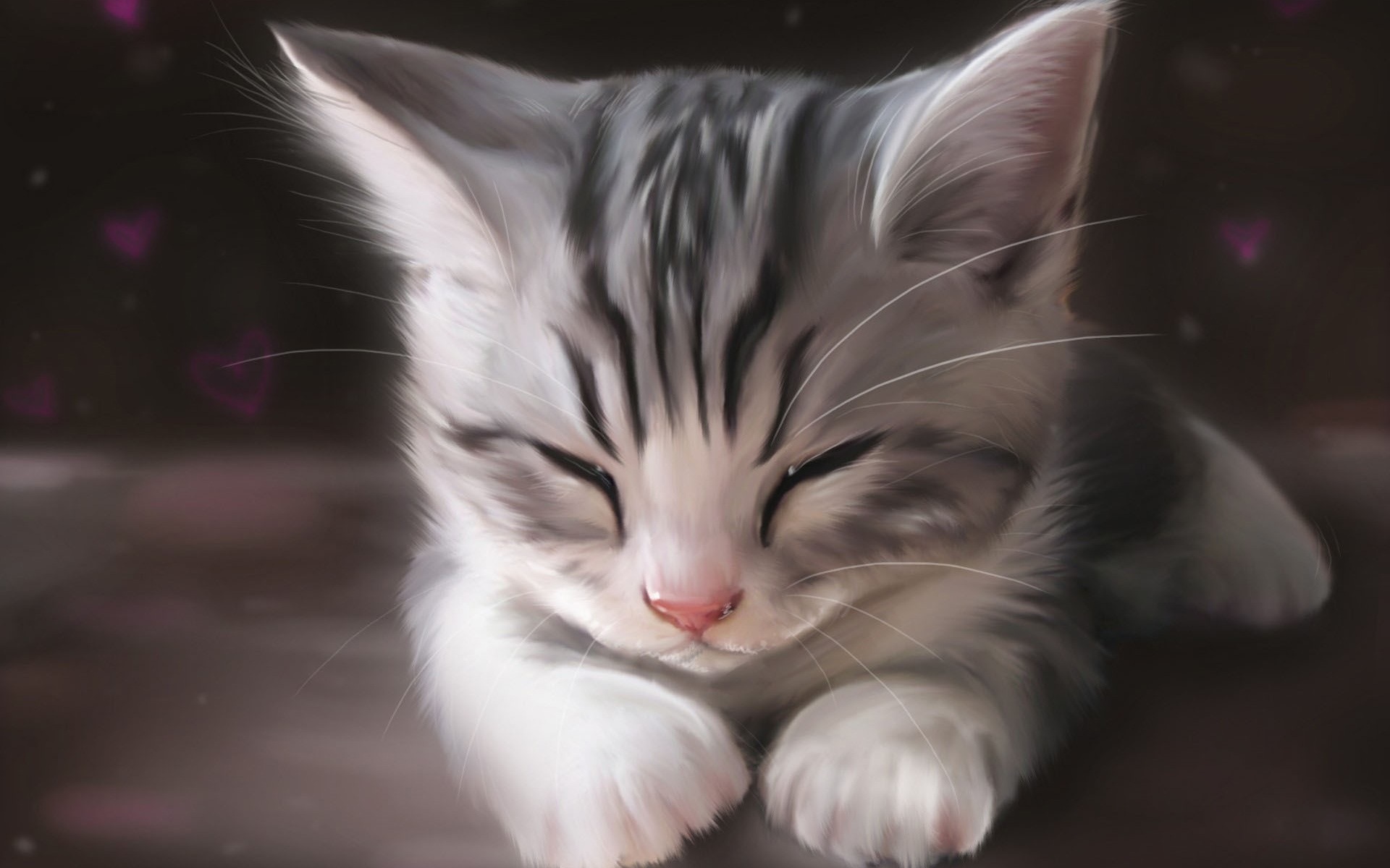 艺术水彩画,睡觉的可爱猫咪 壁纸 - 1920x1200