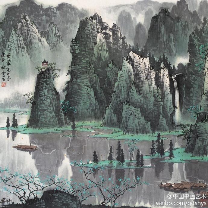 白雪石《桂林山水》--- 白雪石擅画山水,他的作品清新俊逸,朴秀多姿