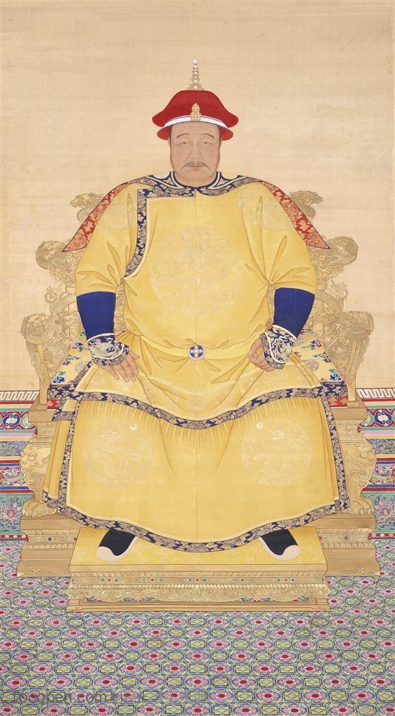 中国清朝皇帝帝王--皇太极朝服画像艺术设计图