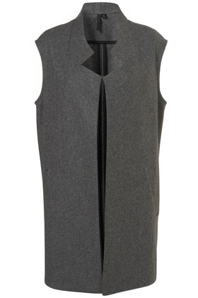 notch collar sleeveless coat by boutique