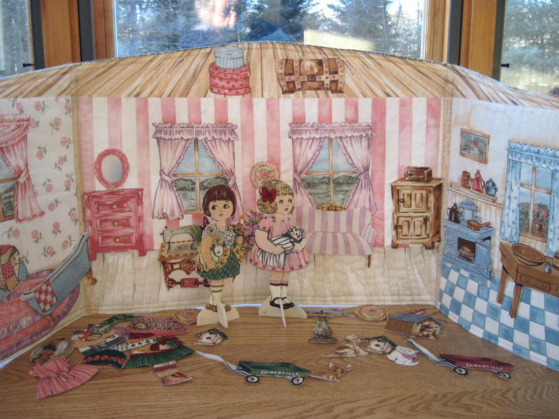 fabric paper dolls have a house playset with furniture, toys