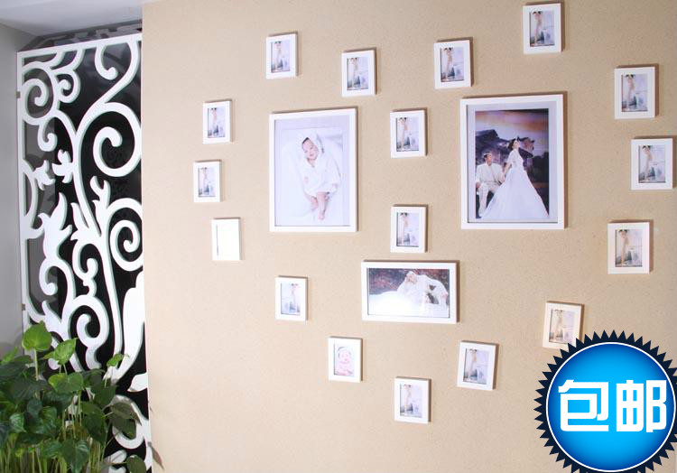 【包邮】客厅 卧室装饰 结婚 婚房 婚纱照 创意 实木 照片墙 相框