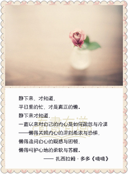 静下来才知道,一直以来对自己的内心是如何疏忽与冷漠——懒得关照