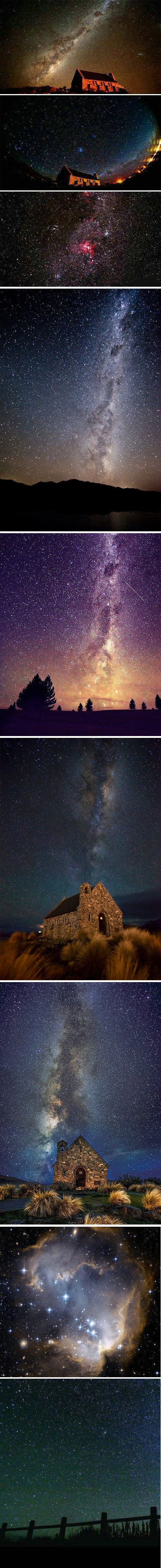 特卡波湖的星空静谧而璀璨,银河和大团星座清晰可见,令人仿佛置身于