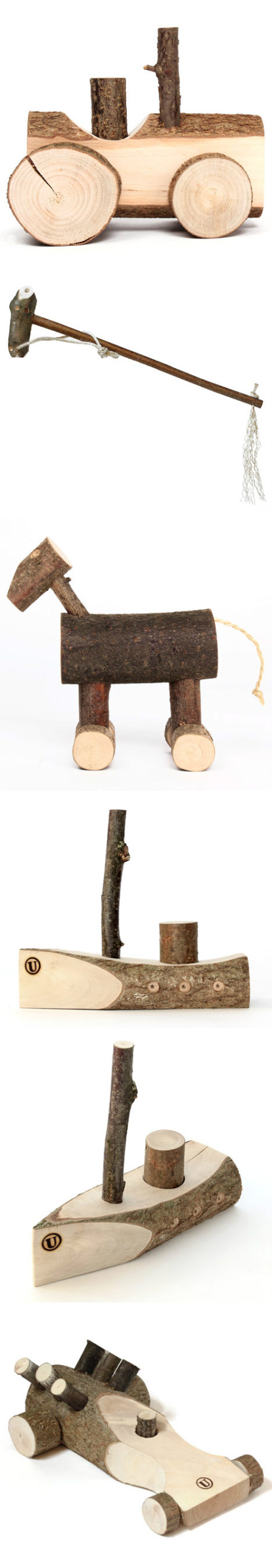 这些手工制作的木头玩具来自荷兰的设计机构usuals,因其有点粗犷显得