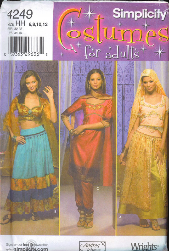 pattern costume belly dancing gypsy india fashion 4249 sizes 6 8