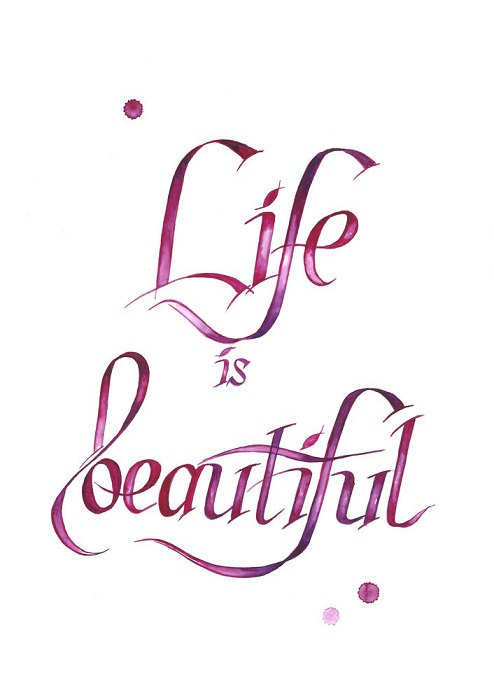 inspirational quote poster, quote print - life is beautiful a3