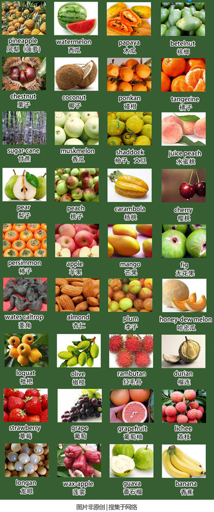 求英语单词:主食20个,水果20个,蔬菜20个或其他更多.