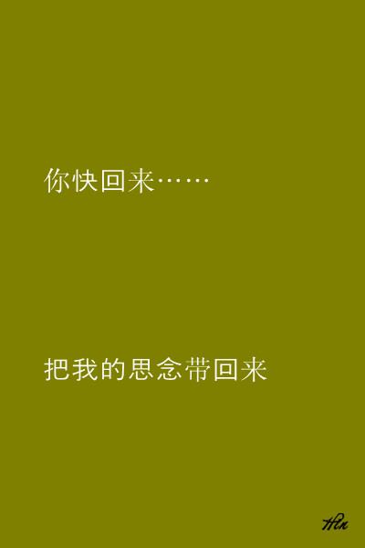 你快回来,把我的思念带回来. #壁纸·文字·心情·歌词·hin