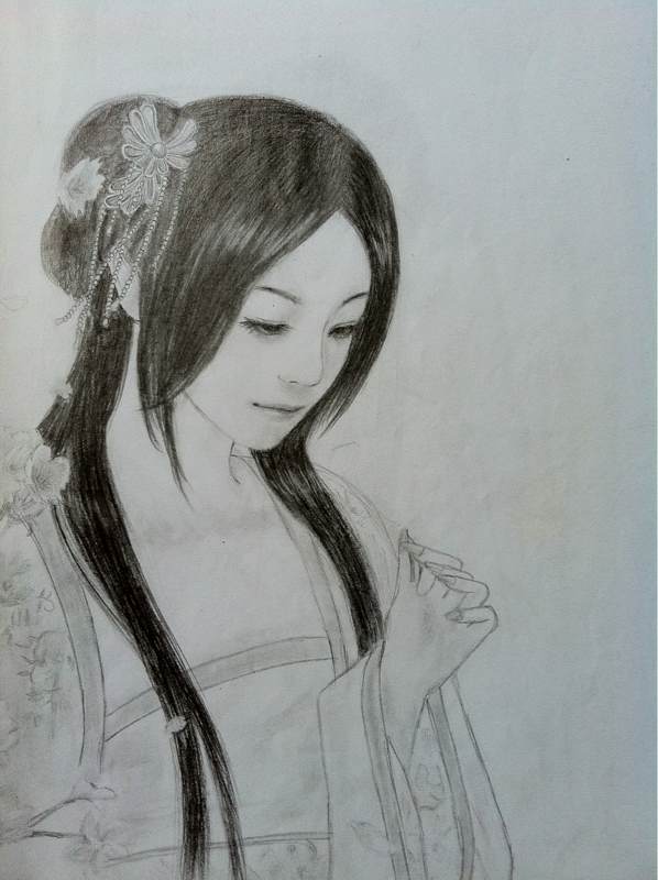 古典 女子 嗅花.我的画(*)*)
