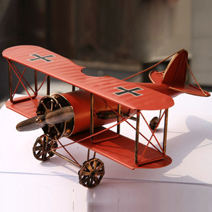 zakka杂货 复古双翼飞机模型 做旧铁皮飞机 礼品礼物