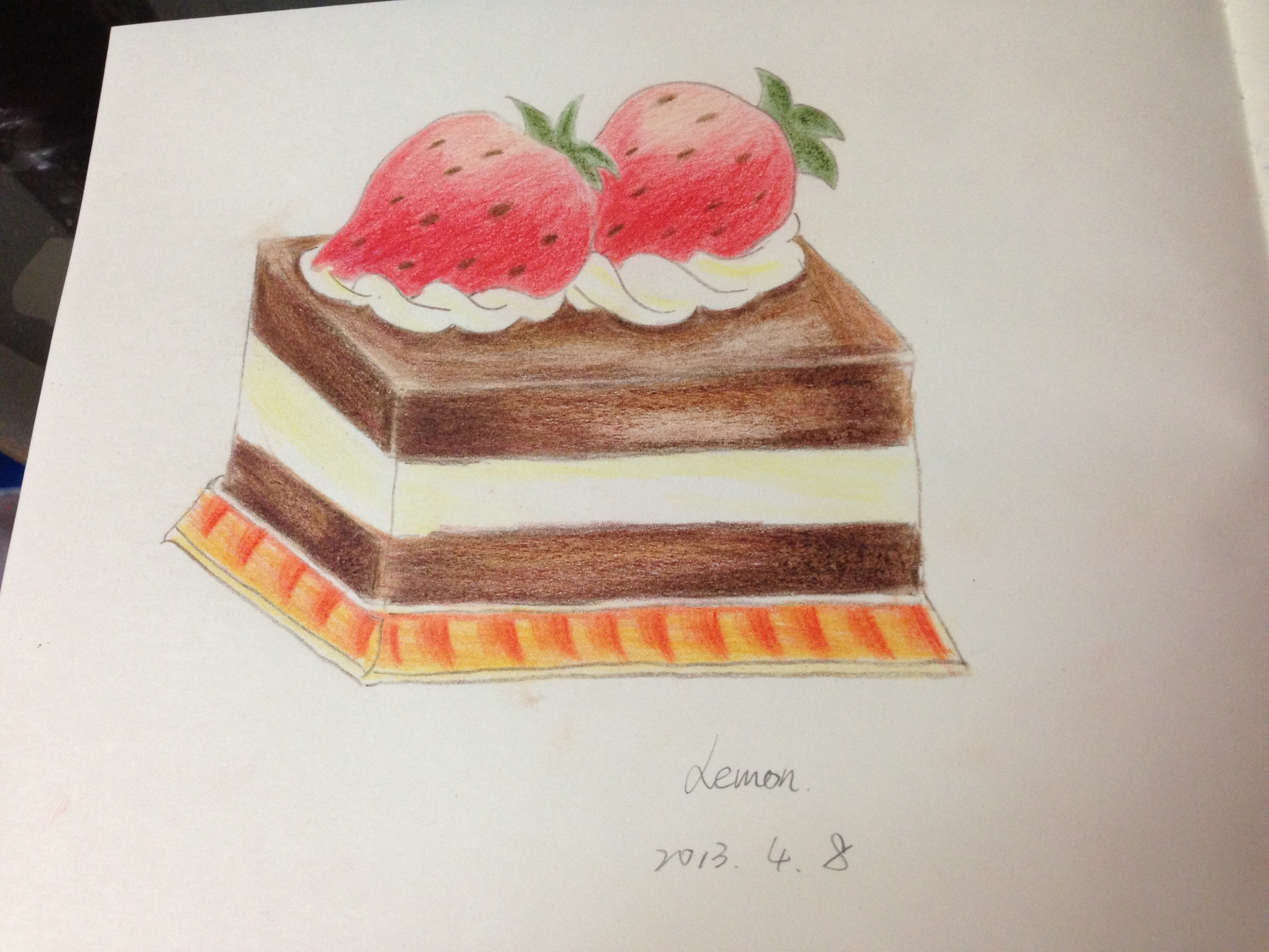 彩铅巧克力草莓蛋糕