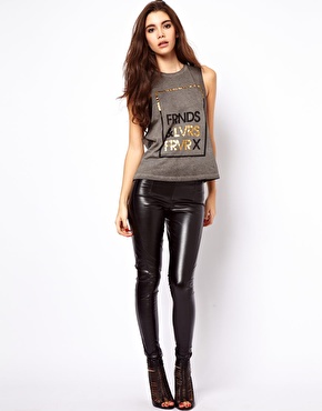 image 1 of asos skinny trousers in leather look