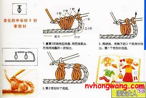 钩法基础针法:枣形针和圆锥针图解教程