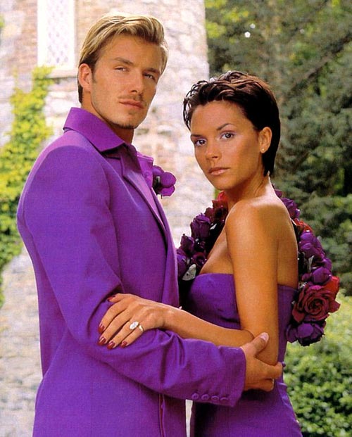 贝克汉姆维多利亚的童话婚礼 紫色礼服