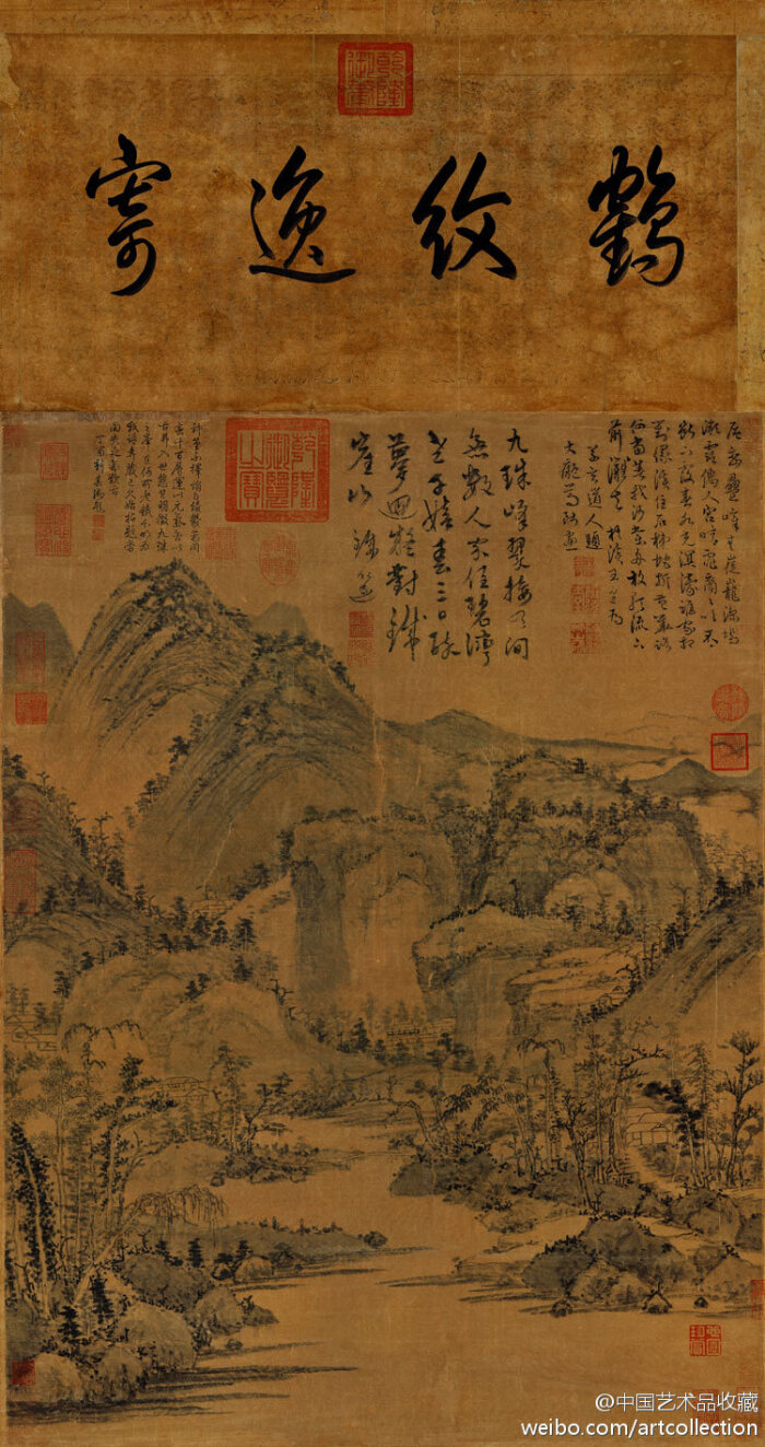 此图以杨维祯寓居之"九峰三泖(在今之上海市松江区)的九峰为背景,画