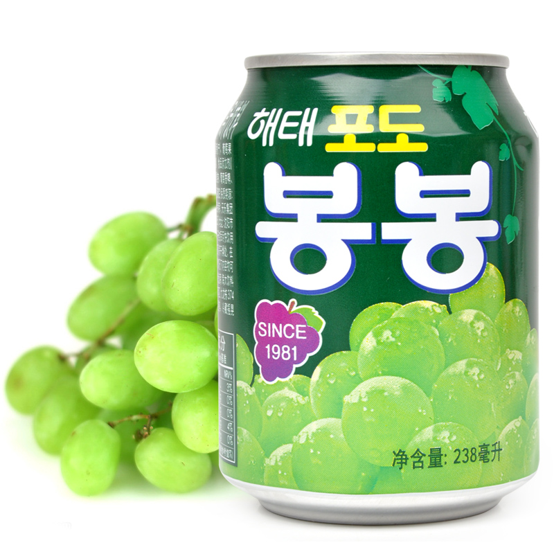 韩国进口海太葡萄汁ml果汁饮料清凉消暑营养丰富果肉