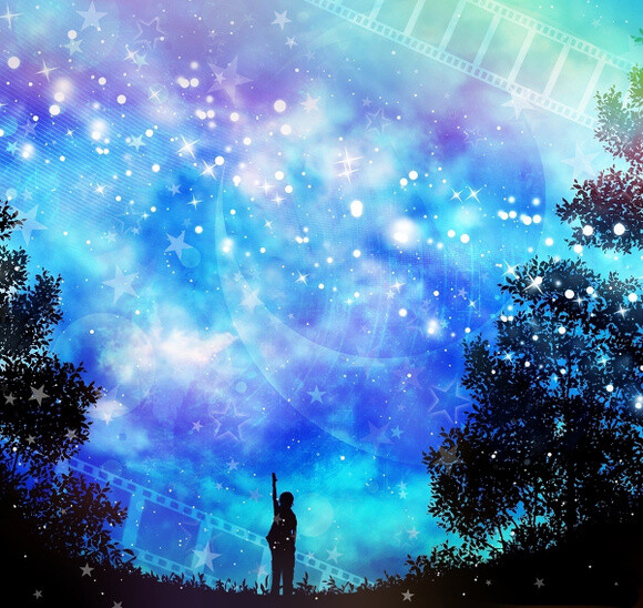 一个人的世界,独自仰望星空,希望触摸星星般的梦想.