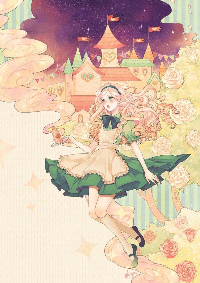 森系少女 手绘 插画 水粉画 萌系 可爱 壁纸 麽麽