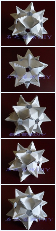 学着折的纸球~水晶之星~不大的纸完成比较大的球