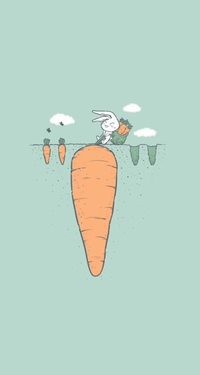 小兔子拔萝卜,手机桌面壁纸.