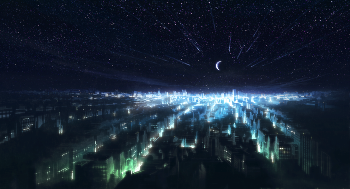 星の降る夜 p站 二次元 原创 风景 夜景 星月 壁纸