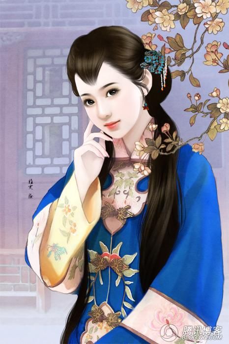 民国手绘美女