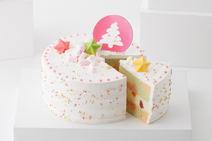 圣诞彩虹蛋糕xmas rainbow cake